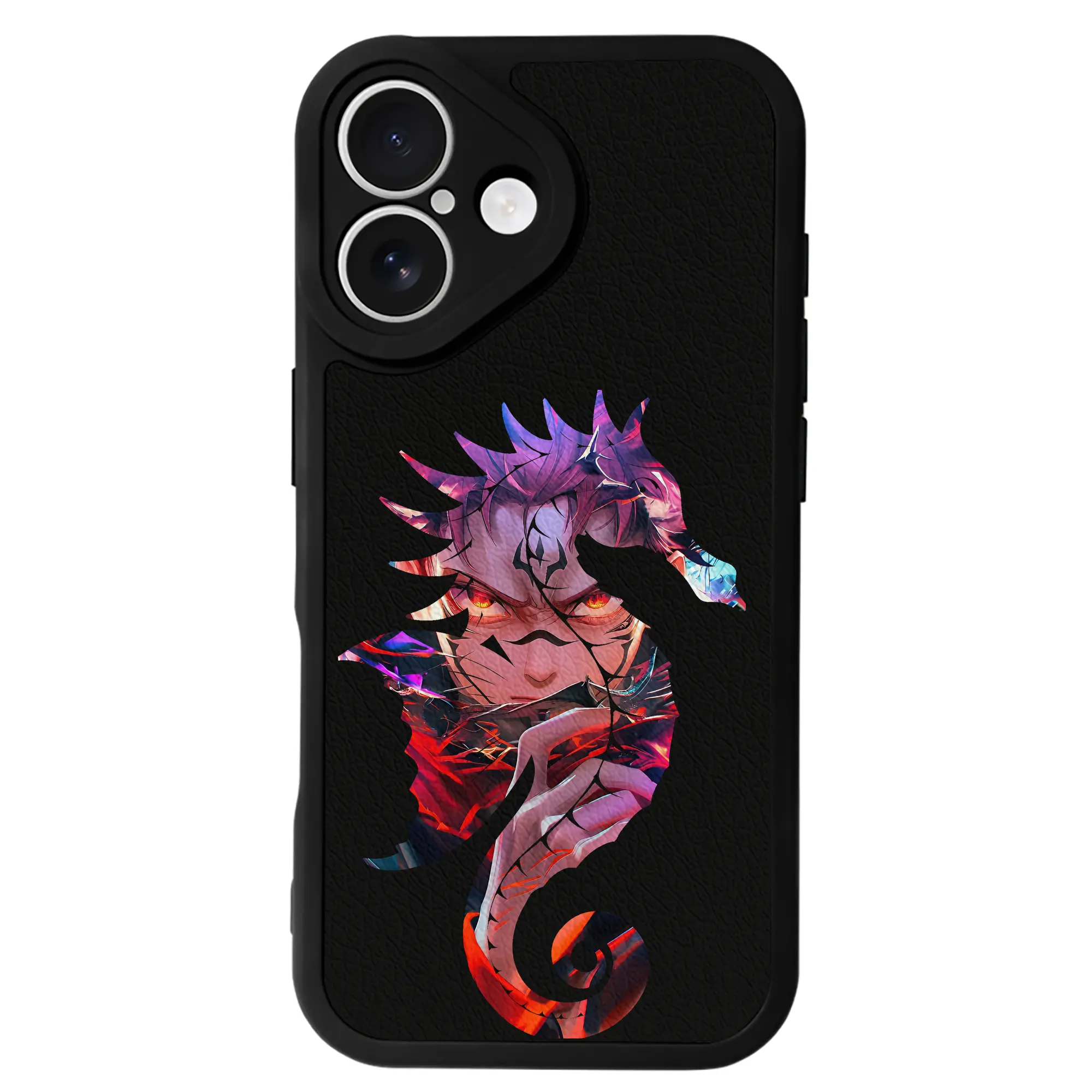 呪術廻戦 グッズ,両面宿儺 - IPhone 16シリーズ対応 ・ シリコンスマホケース ・ レザー調 ・ 高精度フィット ・ 耐衝撃 ・ ワイヤレス充電対応 ・ 精密カット